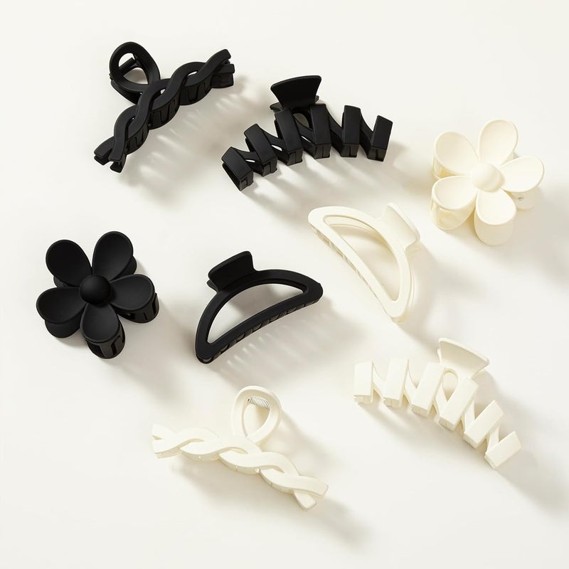 Sunolga 8PCS Hair Clips for Women, Flower Claw Clips for Thick Hair, Non-Slip Hair Accessories with Multi-Styles, Neutral Colors Hair Claw Clips and Variety Pack, Ideal for Girls - Image 1